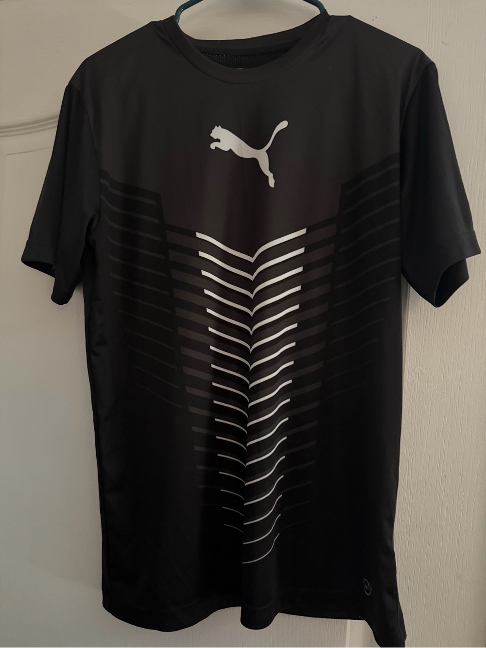 Puma Black Short-Sleeve Graphic Performance Tee with White Logo